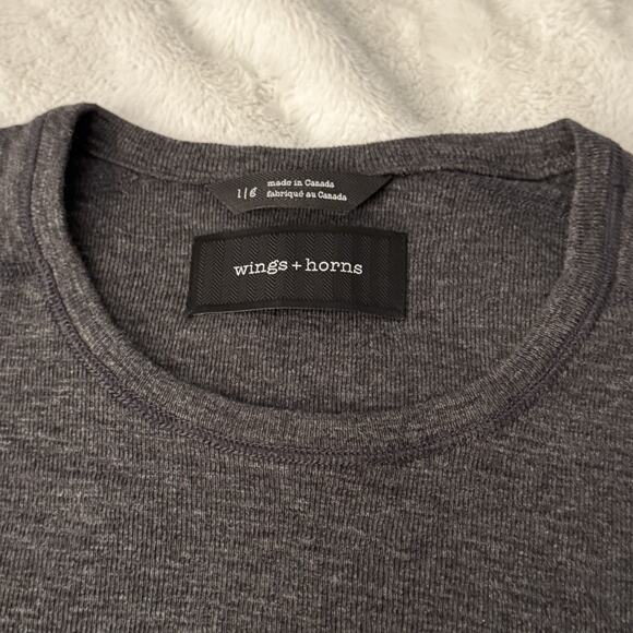 Wings And Horns Men’s Large Gray Short Sleeve Shirt Made In Canada - Picture 2 of 3